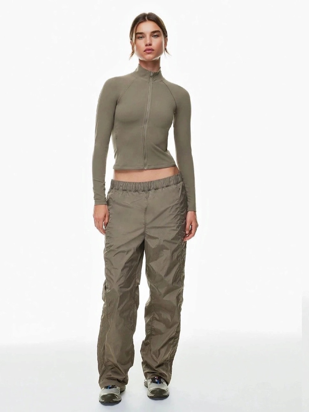 TnAction Olive Nylon Jogger Pants Size Small